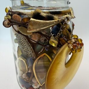 Vintage Jewelry Jar with Watch Lady Assorted Accessories Gorgeous